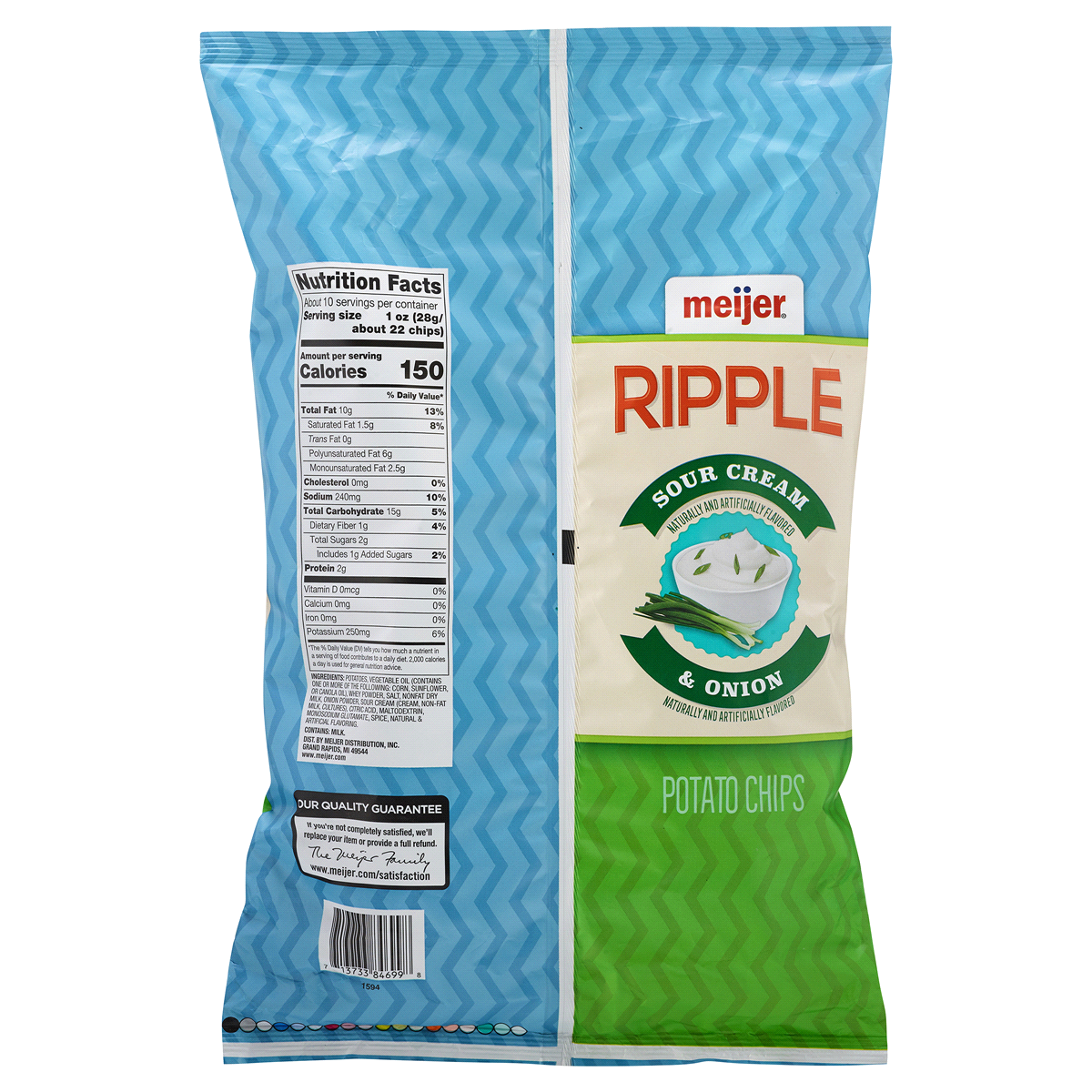 slide 2 of 2, Meijer Rippled Sour Cream & Onion Potato Chips, 9.5 oz