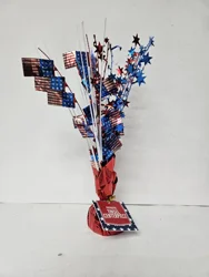 Meijer Corporate Seasonal Mcs Patriotic Tinsel Centerpiece 3ast