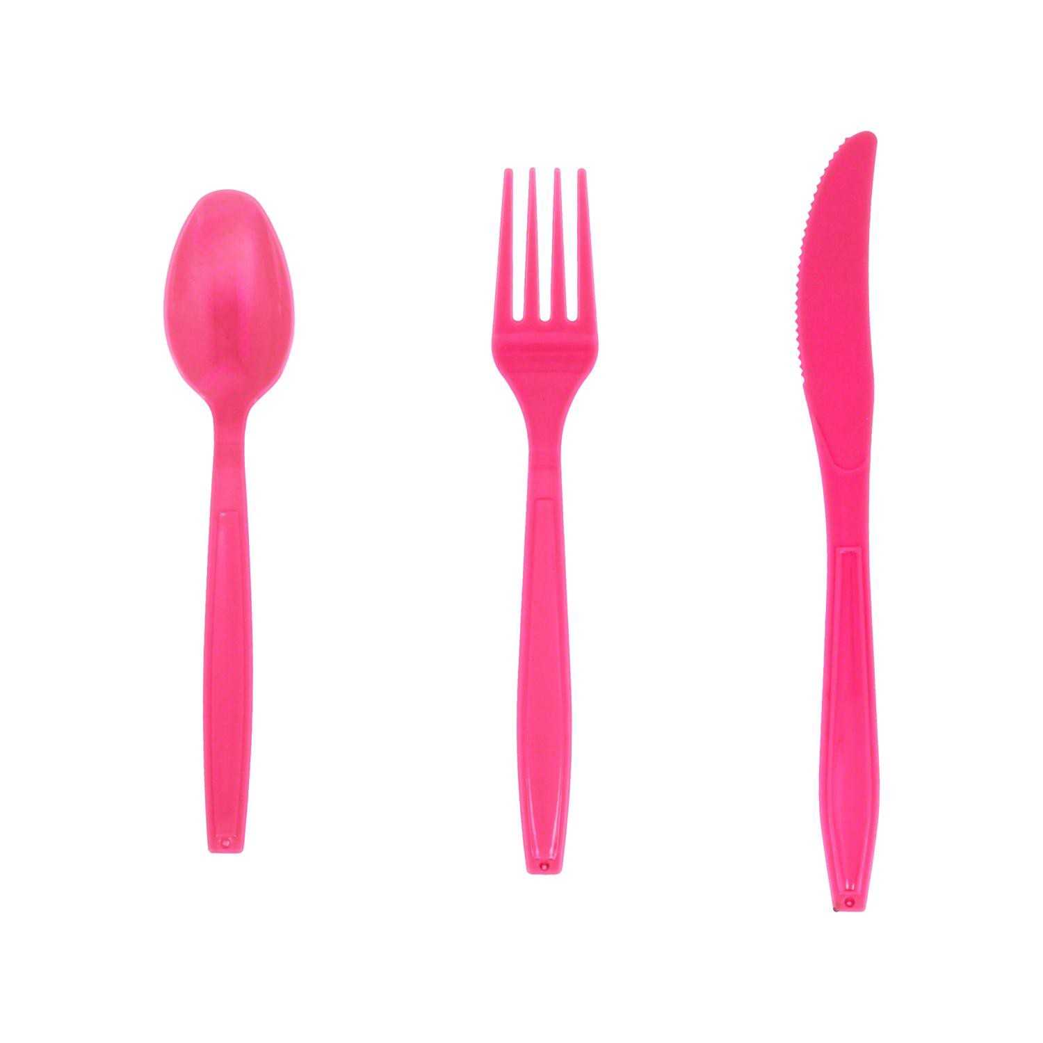 slide 1 of 1, Poppy Pink Plastic Cutlery, 18 Count, 18 ct