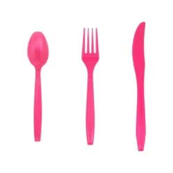 Meijer Poppy Pink Plastic Cutlery, 18 Count