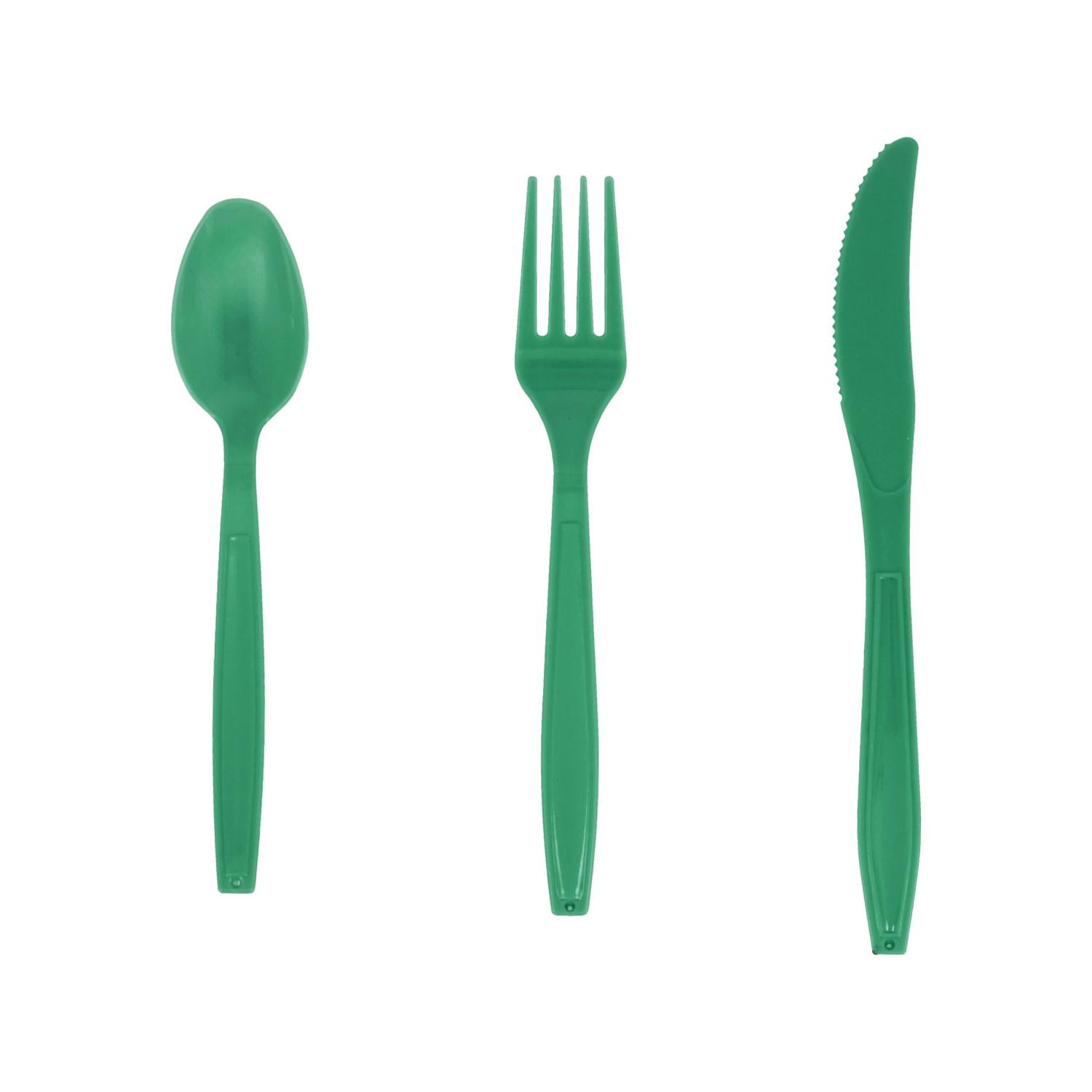 slide 1 of 1, Forest Green Plastic Cutlery, 18 Count, 18 ct