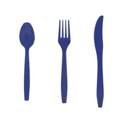 Navy Blue Plastic Cutlery, 18 Count
