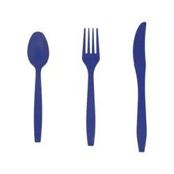 Navy Blue Plastic Cutlery, 18 Count