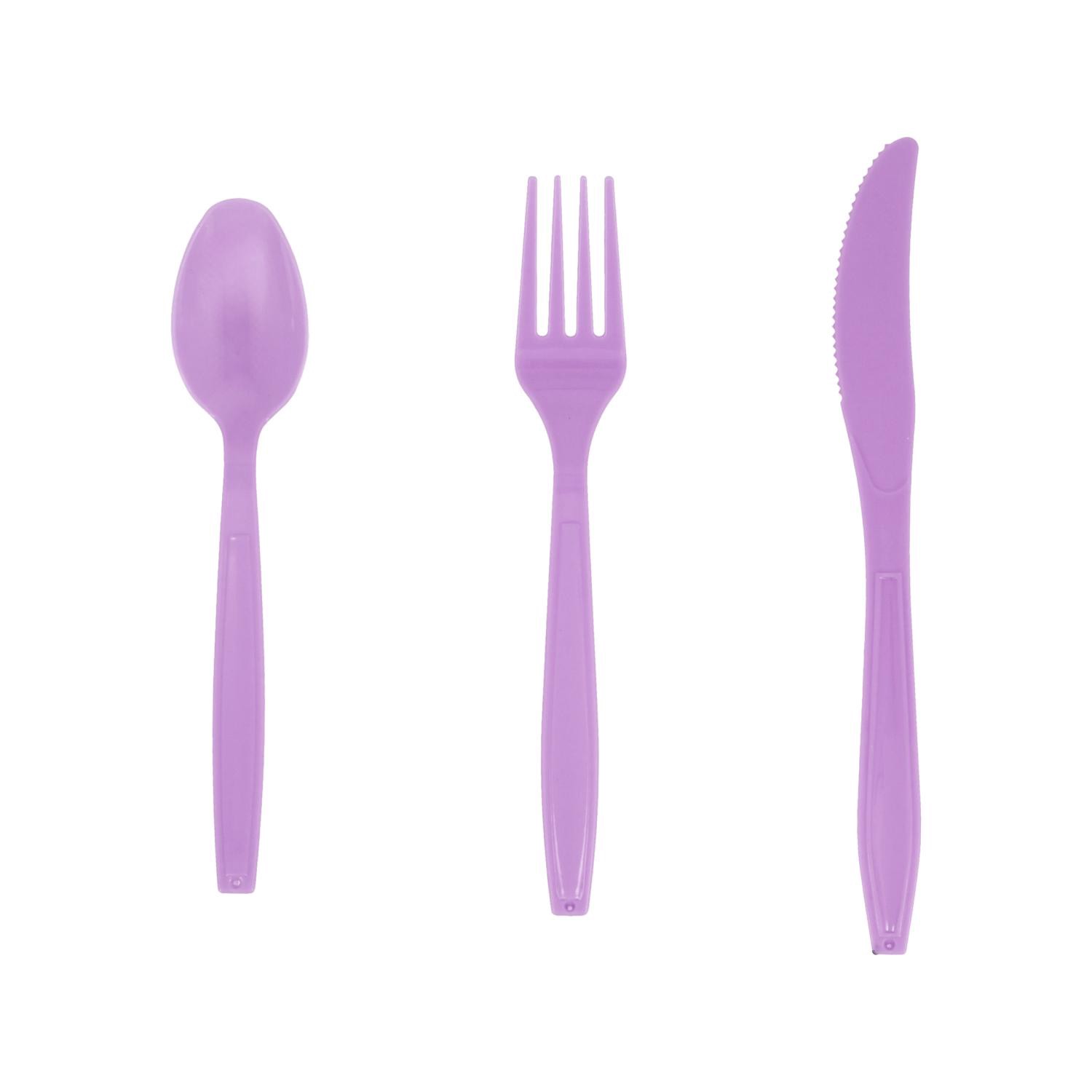 slide 1 of 1, Lilac Plastic Cutlery, 18 Count, 18 ct