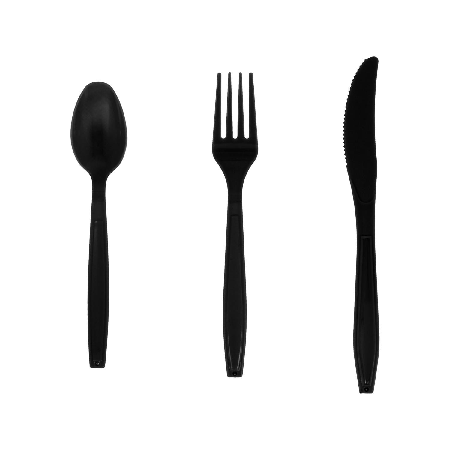 slide 1 of 1, Black Plastic Cutlery, 18 Count, 18 ct
