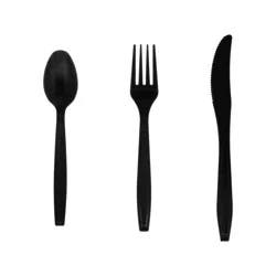 Black Plastic Cutlery, 18 Count