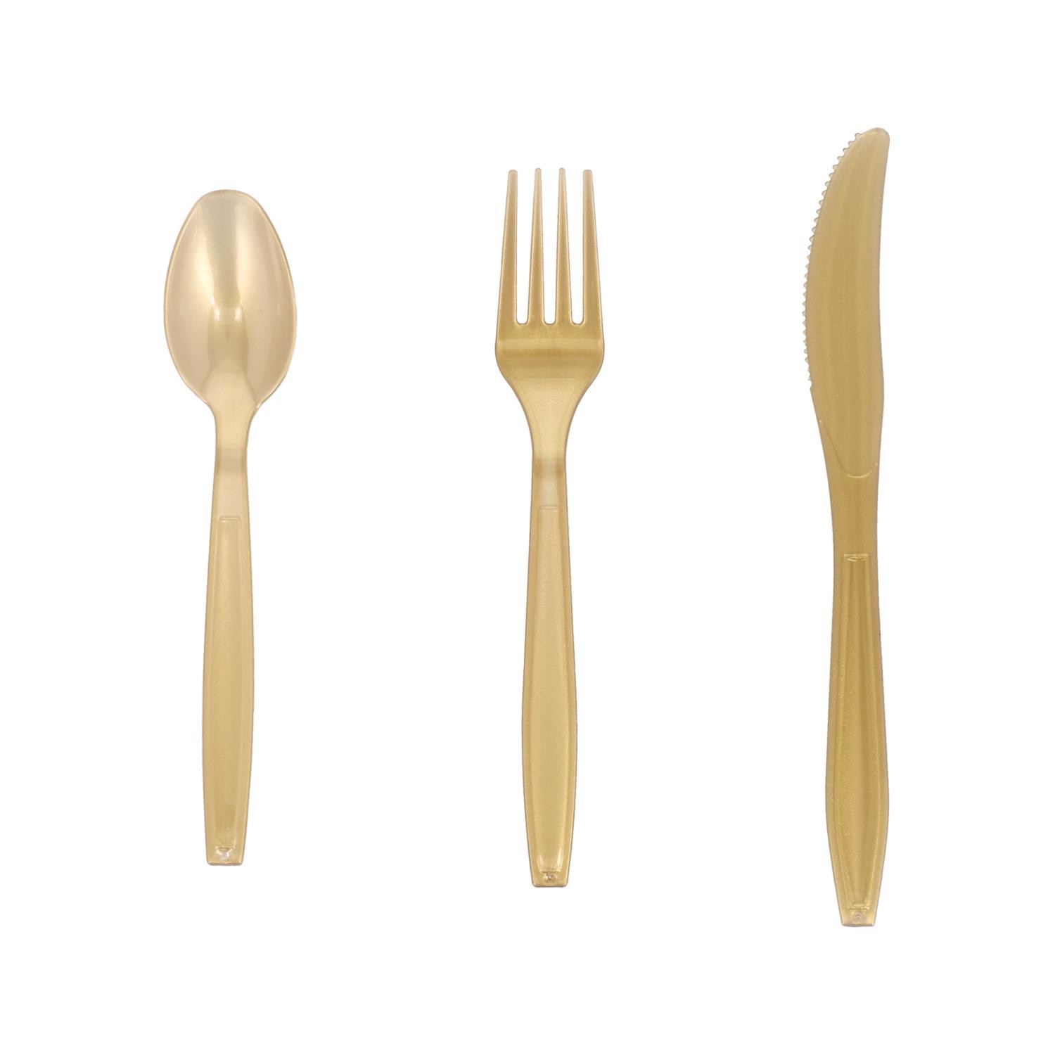 slide 1 of 1, Gold Plastic Cutlery, 18 Count, 18 ct