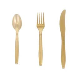 Gold Plastic Cutlery, 18 Count