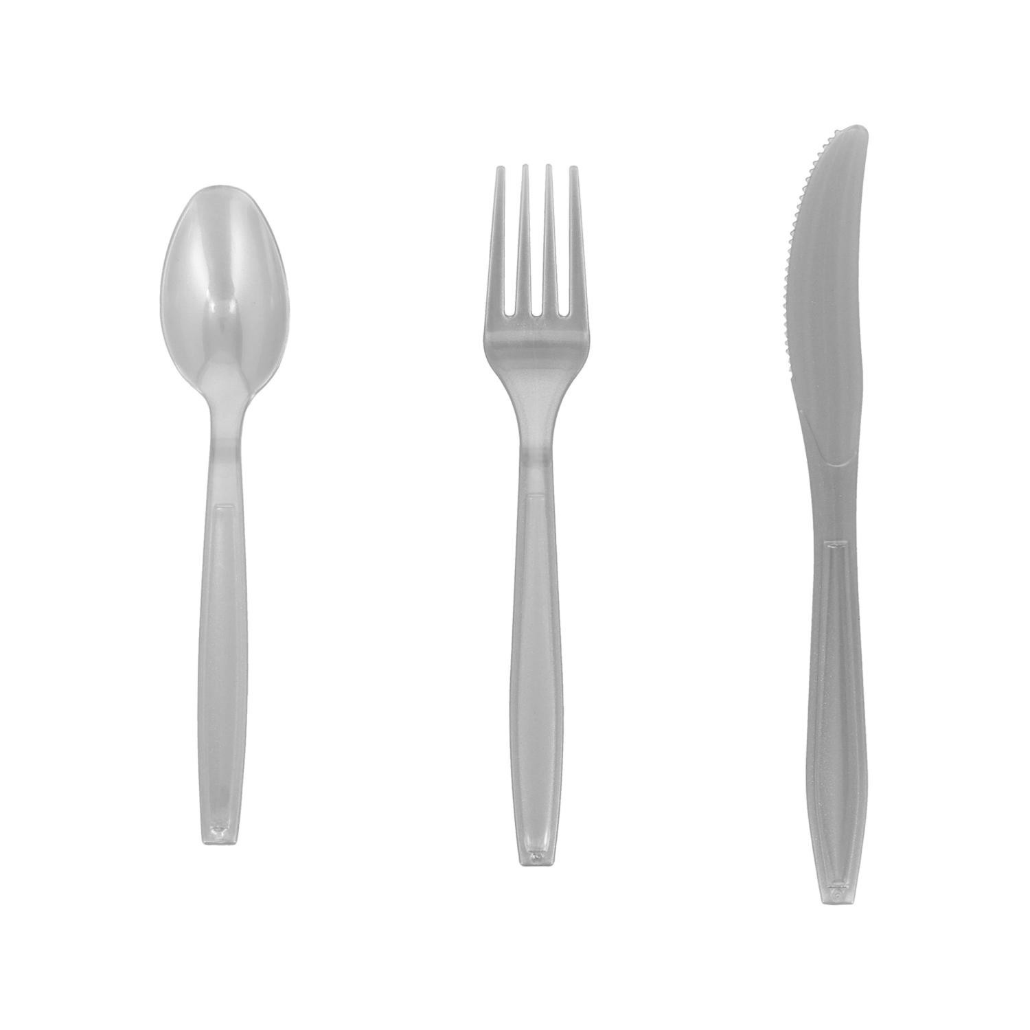 slide 1 of 1, Silver Plastic Cutlery, 18 Count, 18 ct