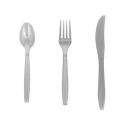 Silver Plastic Cutlery, 18 Count