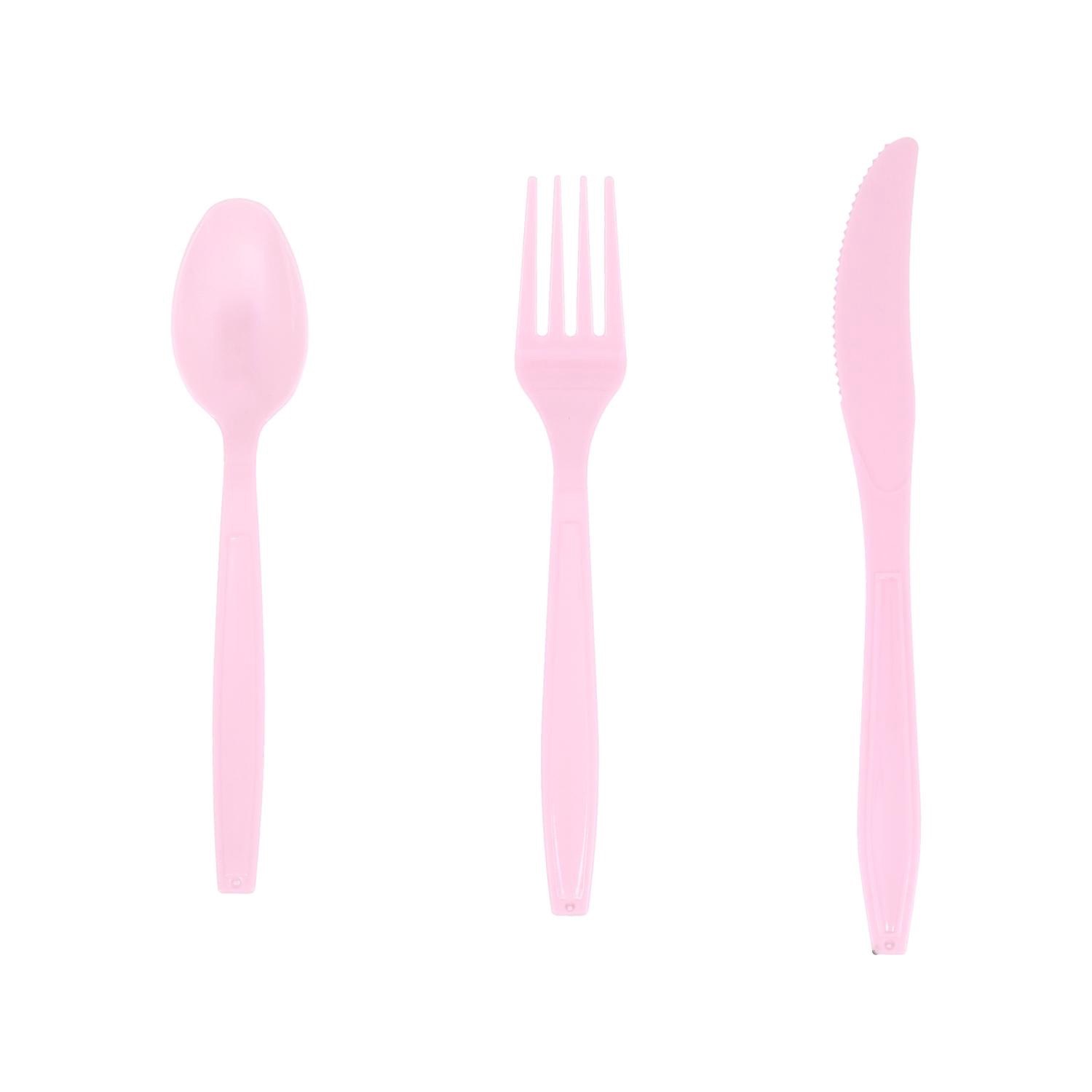 slide 1 of 1, Baby Pink Plastic Cutlery, 18 Count, 18 ct