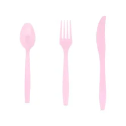 Baby Pink Plastic Cutlery, 18 Count
