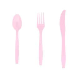 Baby Pink Plastic Cutlery, 18 Count