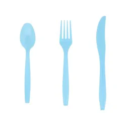 Powder Blue Plastic Cutlery, 18 Count