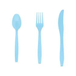 Powder Blue Plastic Cutlery, 18 Count