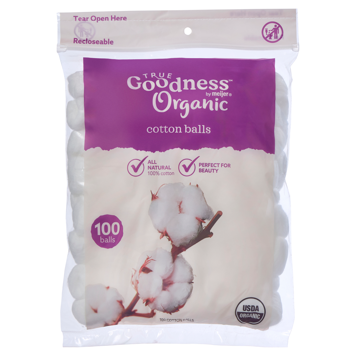 slide 1 of 2, True Goodness Organic Cotton Balls 100 Ct., 100 ct