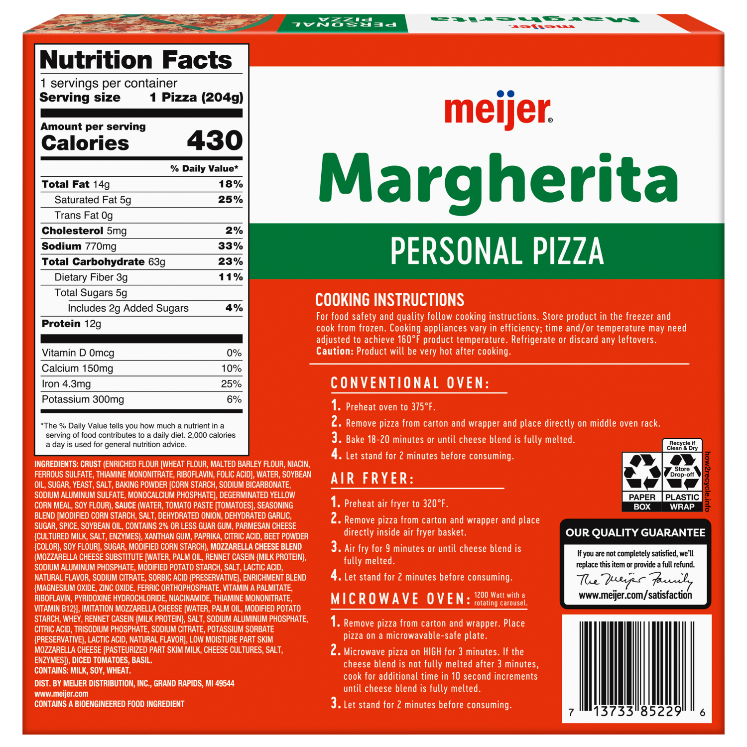 slide 2 of 8, MEIJER MARGHERITA PERSONAL PIZZA 7.2 OZ, 7.2 oz