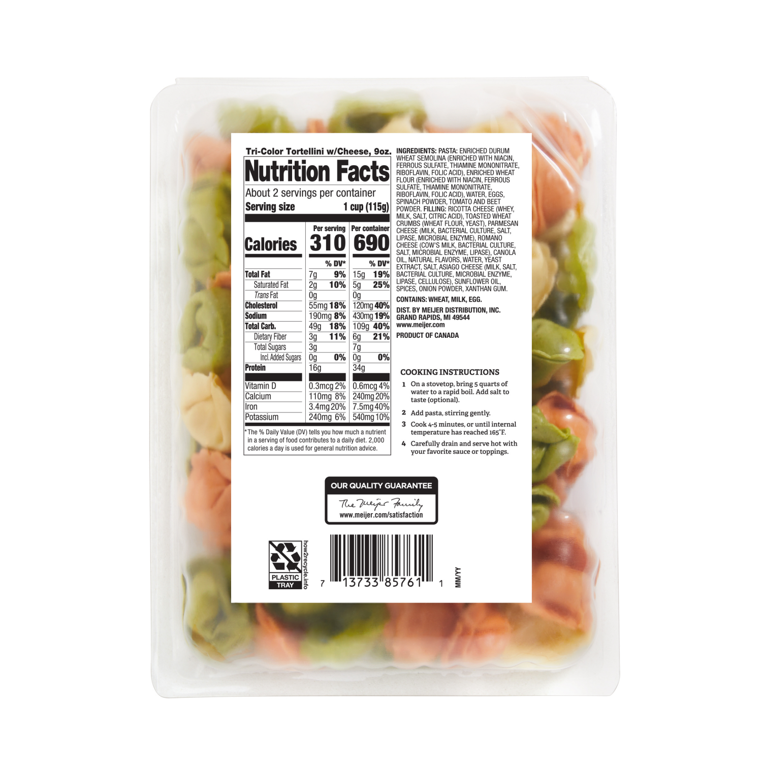 slide 2 of 6, Crafted Market by Meijer Tri-Color 4 Cheese Tortellini, 9 oz., 9 oz