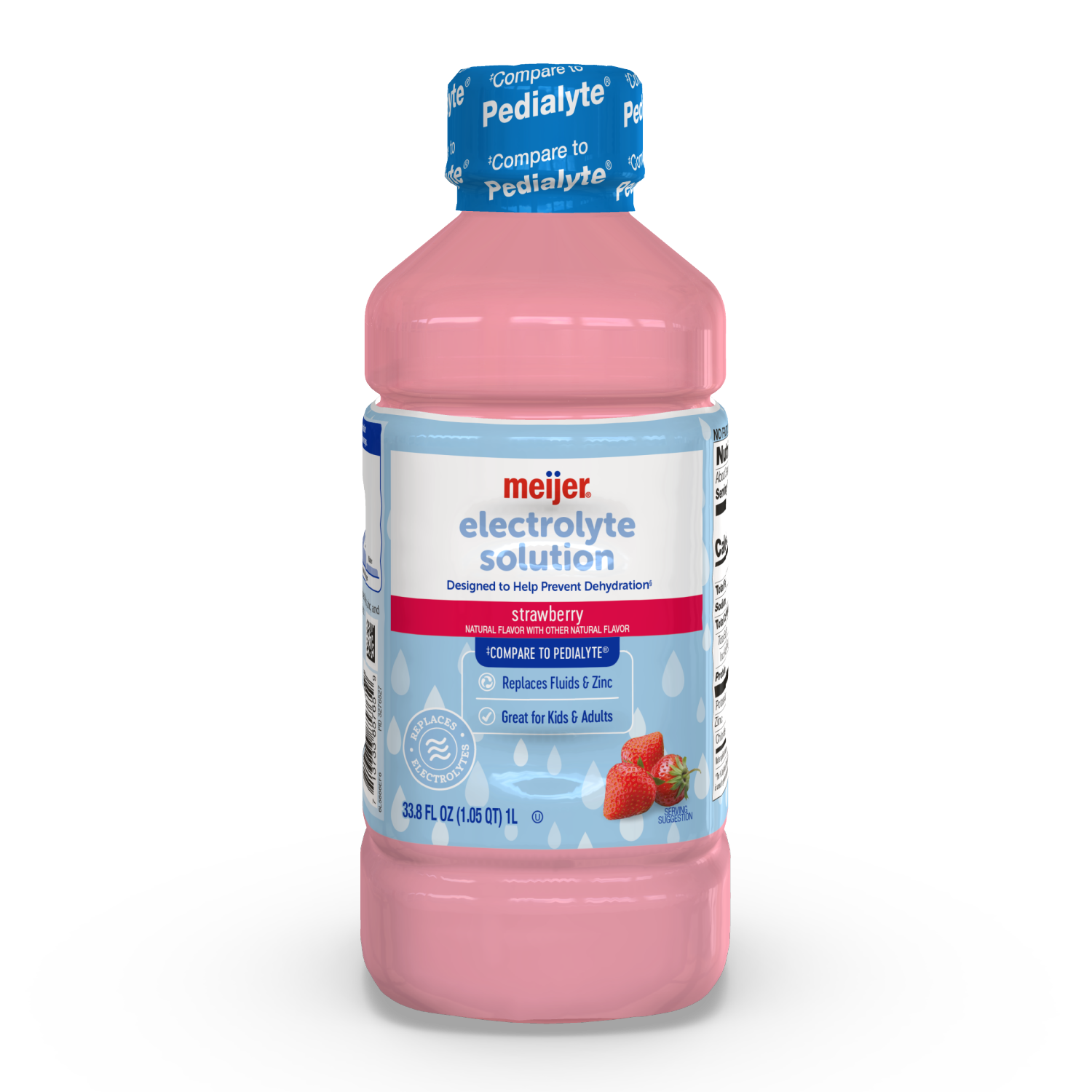 slide 1 of 29, Meijer Strawberry Electrolyte Solution, Replaces Electrolytes, Fluid & Zinc, Kids & Adults, 1.1 qt