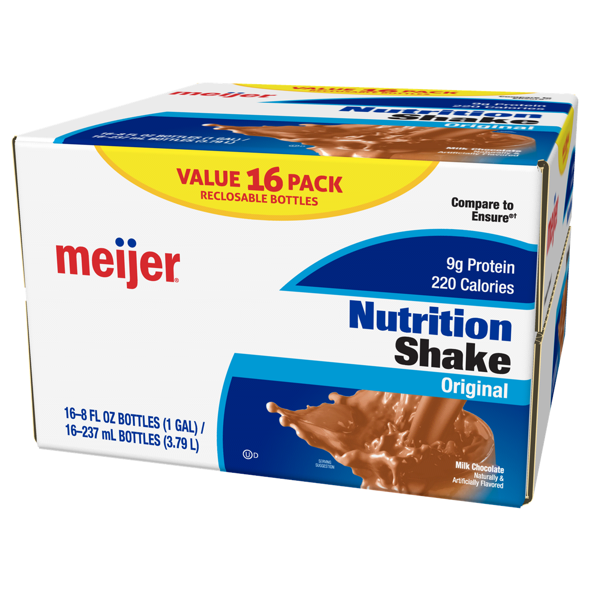 slide 3 of 4, Meijer Regular Chocolate Shake, 16 ct; 8 fl oz