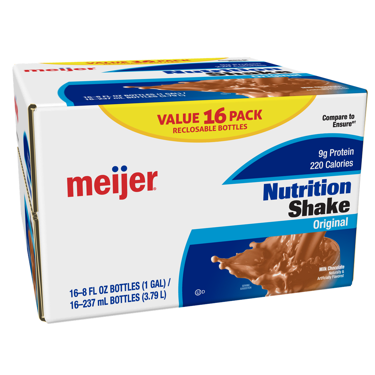 slide 2 of 4, Meijer Regular Chocolate Shake, 16 ct; 8 fl oz