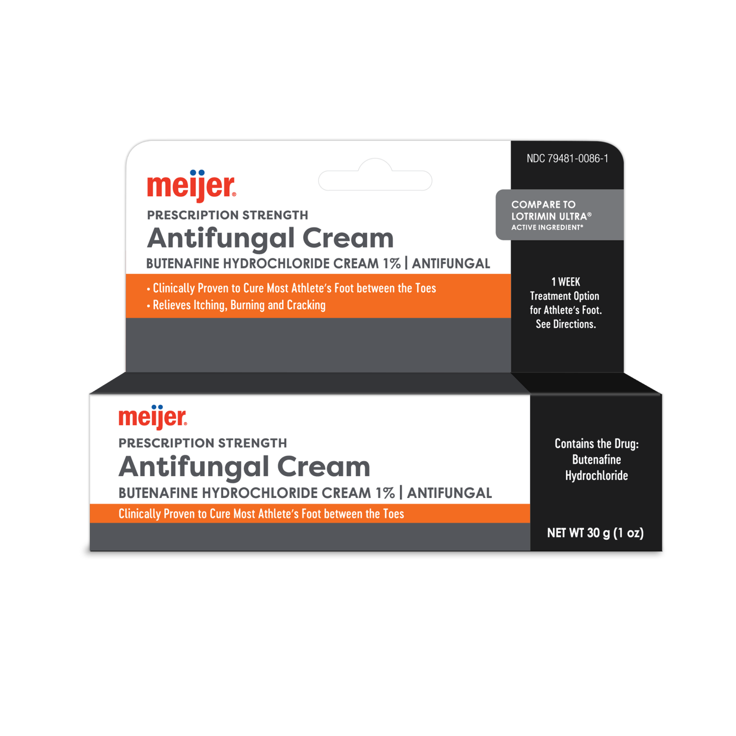slide 1 of 2, Meijer Antifungal Cream, Butenafine Hydrochloride 1%, 1oz, 1 oz