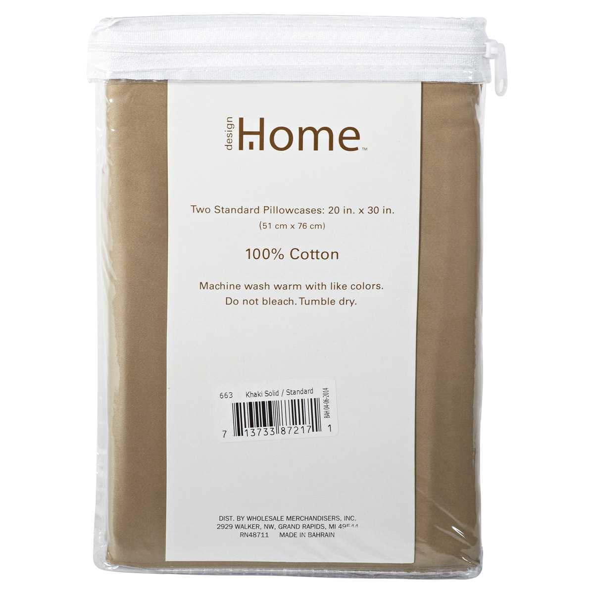 slide 2 of 2, Home 400 Thread Count Sateen Pillowcase, Standard, Khaki, 1 pc