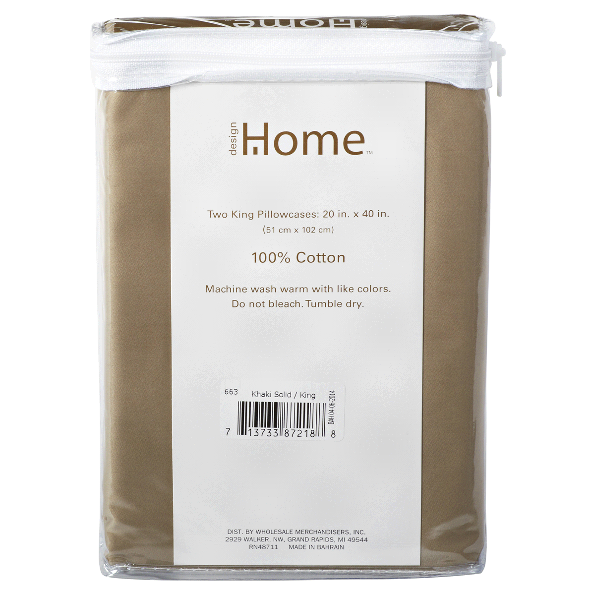 slide 2 of 2, Home 400TC Sateen Pillowcase, King, Khaki, 1 pc