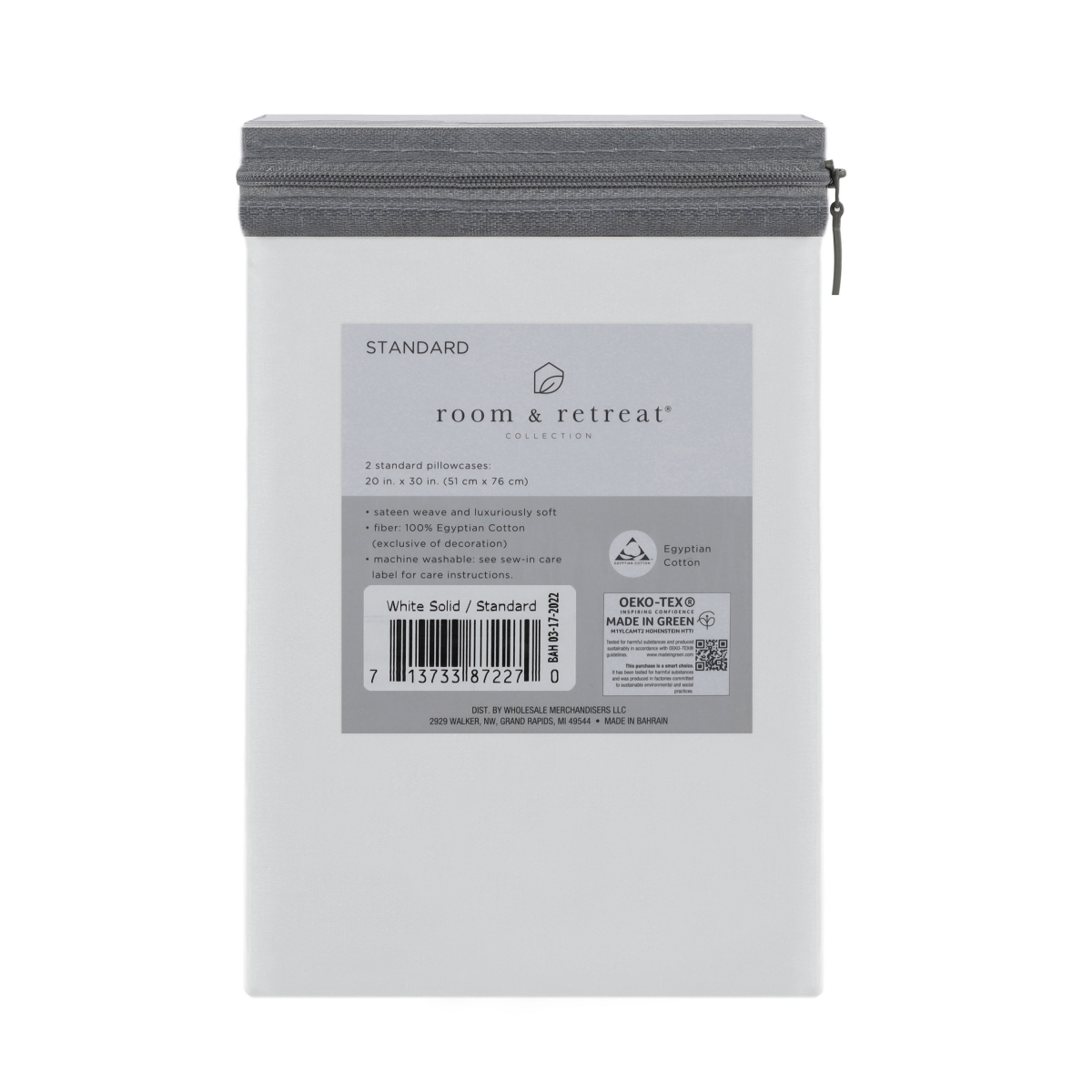 slide 2 of 2, ROOM & RETREAT Home 500 Thread Count Egyptian Cotton Pillowcases, Standard, White, std pwcs