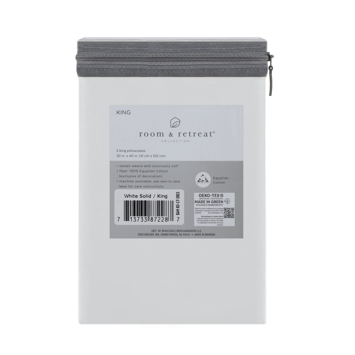 slide 2 of 2, Home 500 Thread Count Egyptian Cotton Pillowcases, King, White, 1 pc