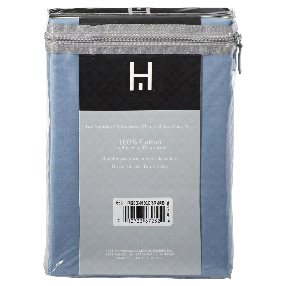 slide 2 of 2, Home 500 Thread Count Egyptian Cotton Pillowcases, Standard, Faded Denim, 2 ct