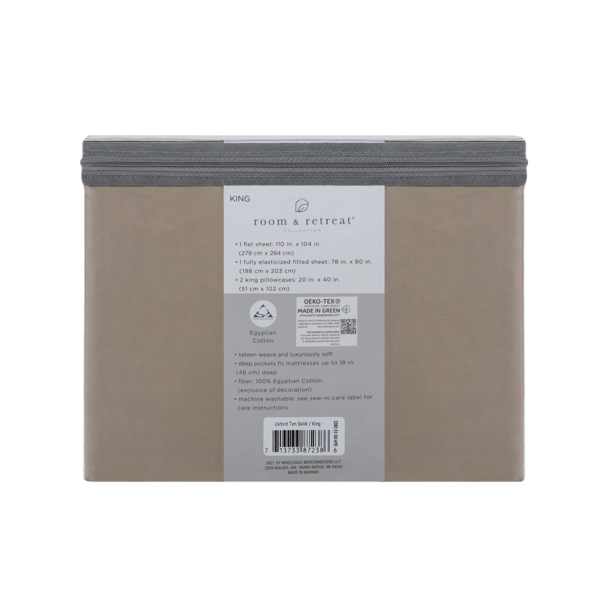 slide 2 of 2, Home 500 Thread Count Egyptian Cotton Sheet Set, King, Oxford Tan, King Size