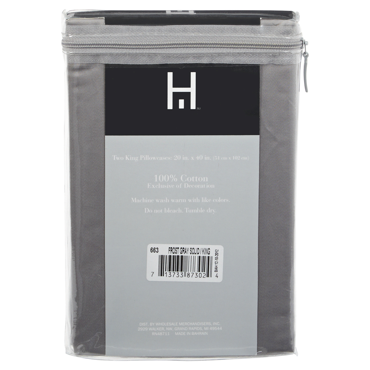 slide 2 of 2, Home 500 Thread Count Egyptian Cotton Pillowcases, King, Frost Gray, 1 pc