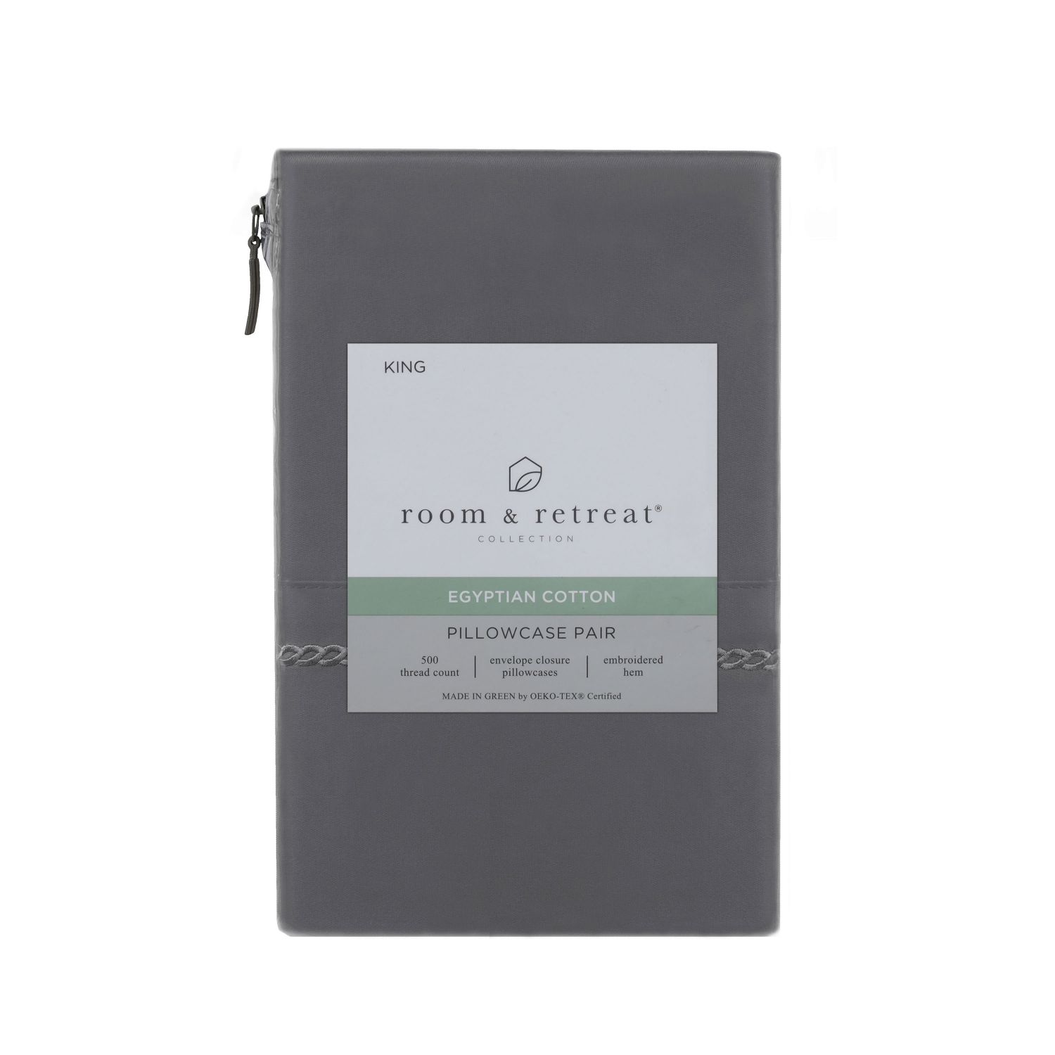 slide 1 of 2, ROOM & RETREAT Home 500 Thread Count Egyptian Cotton Pillowcases, King, Frost Gray, king pwcs