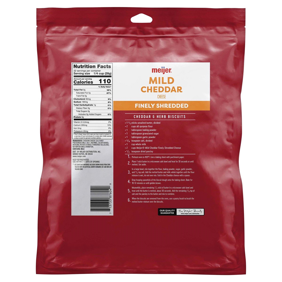 slide 2 of 2, Meijer Shredded Mild Cheddar Cheese - 32 oz, 32 oz