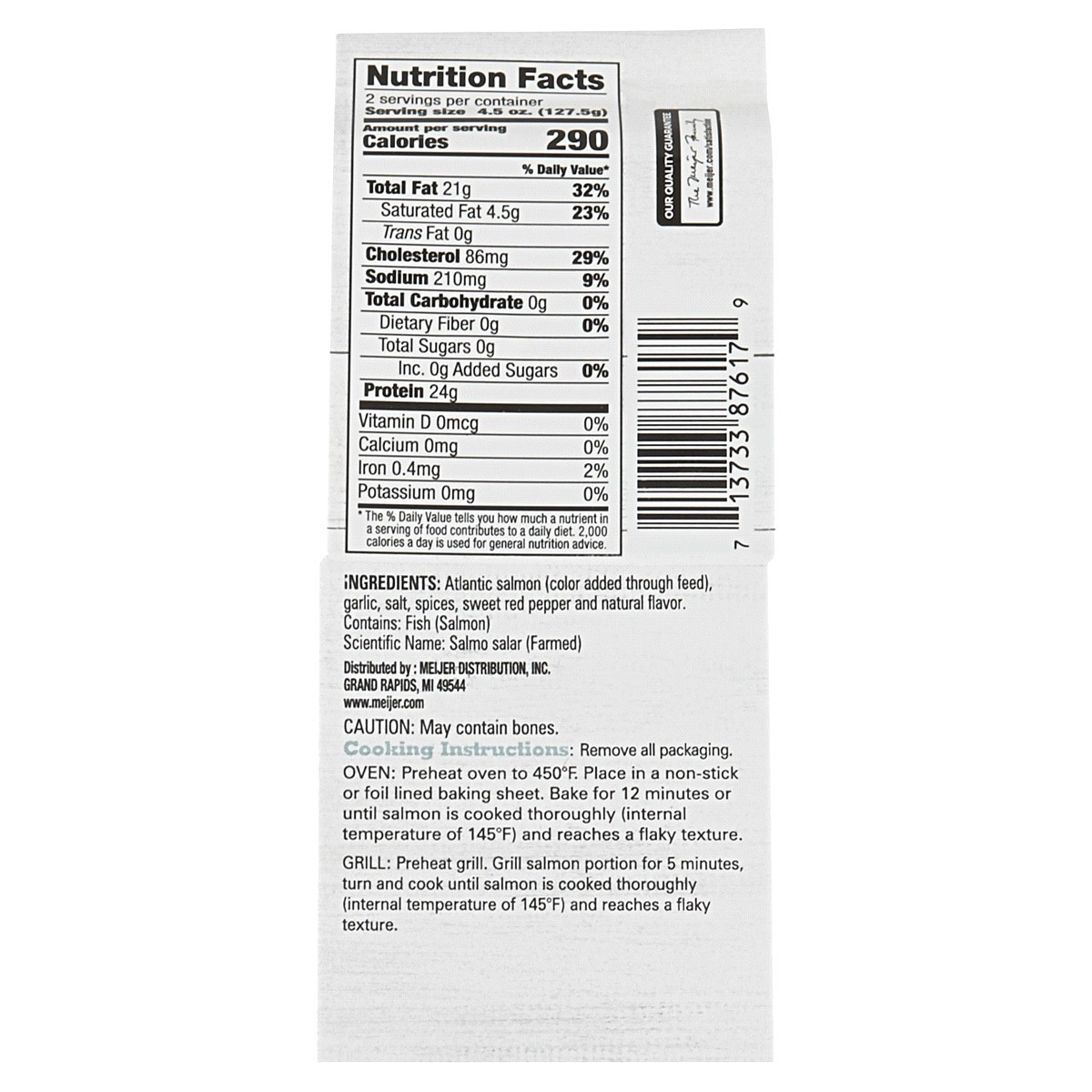 slide 2 of 2, FRESH FROM MEIJER Meijer Meals Made Easy, Atlantic Salmon Portions, Garlic And Herb, 9 Oz, 2 Pk, 2 ct; 9 oz