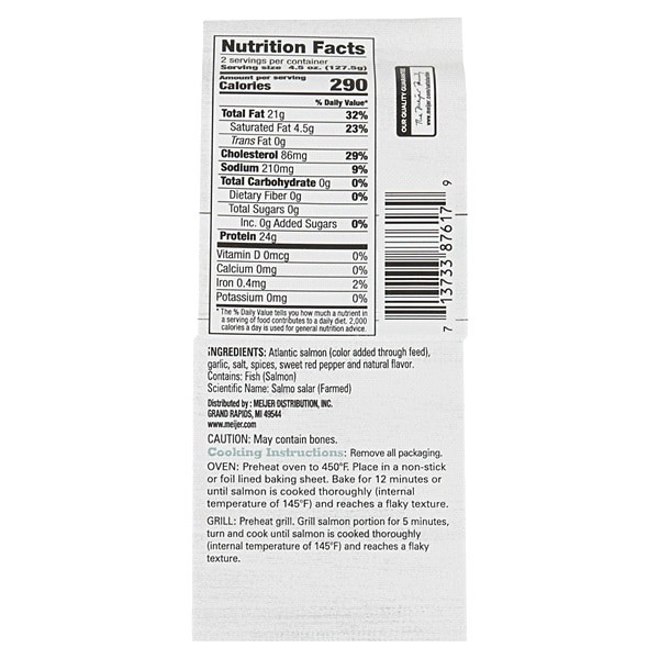 slide 4 of 5, Fresh from Meijer Meals Made Easy Atlantic Salmon Portions. 2 pack. Garlic and Herb Salmon 9 oz., 2 ct; 9 oz