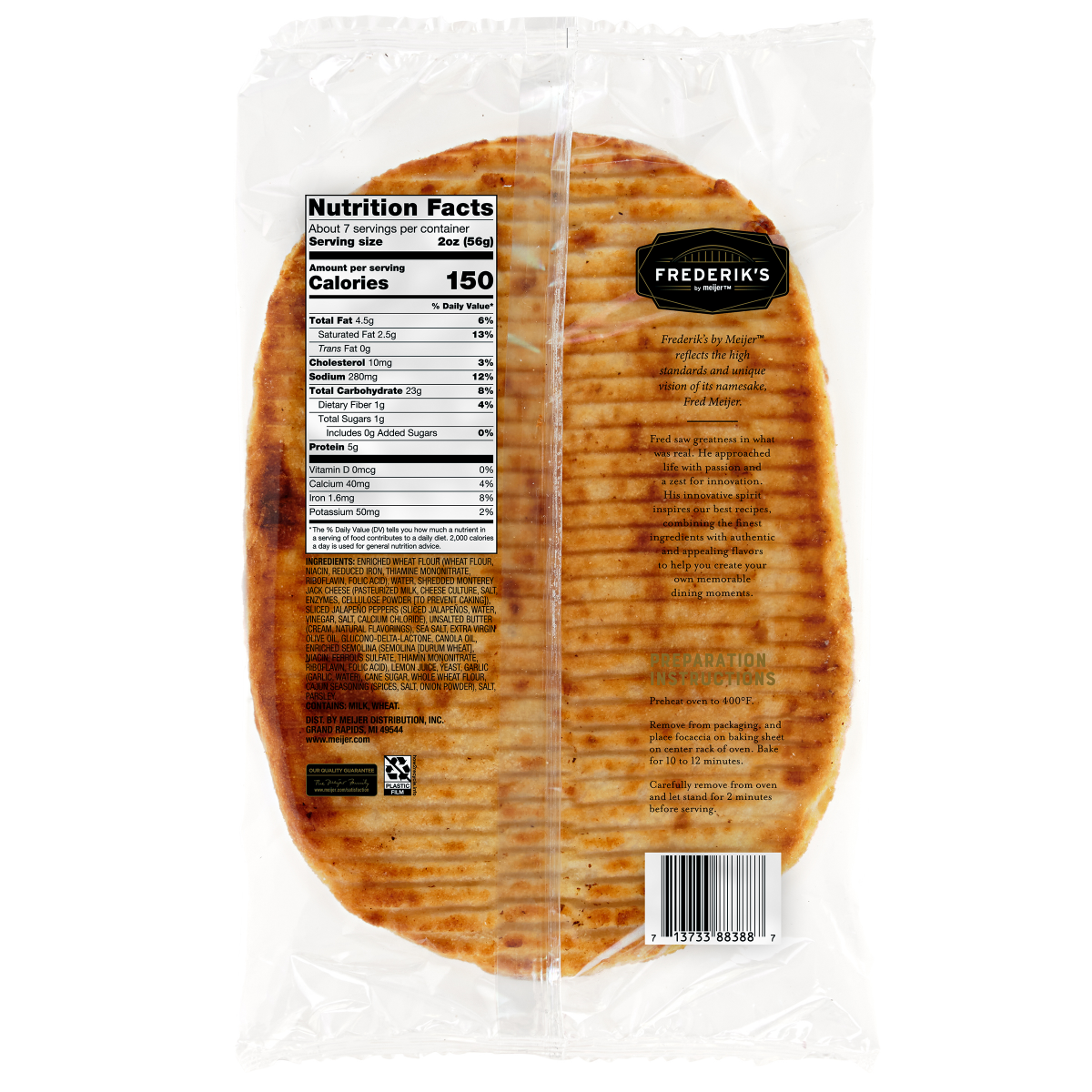 slide 2 of 2, Frederik's By Meijer Frederiks Jalapeno and Monterey Jack Cheese Focaccia Bread, 14.57 oz