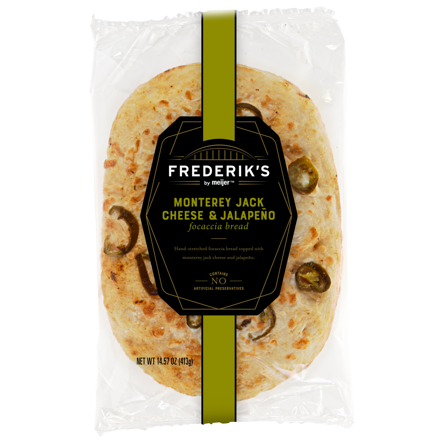 slide 1 of 2, Frederik's By Meijer Frederiks Jalapeno and Monterey Jack Cheese Focaccia Bread, 14.57 oz