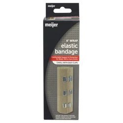 Meijer Elastic Bandage Roll with Easy Clips, 6"
