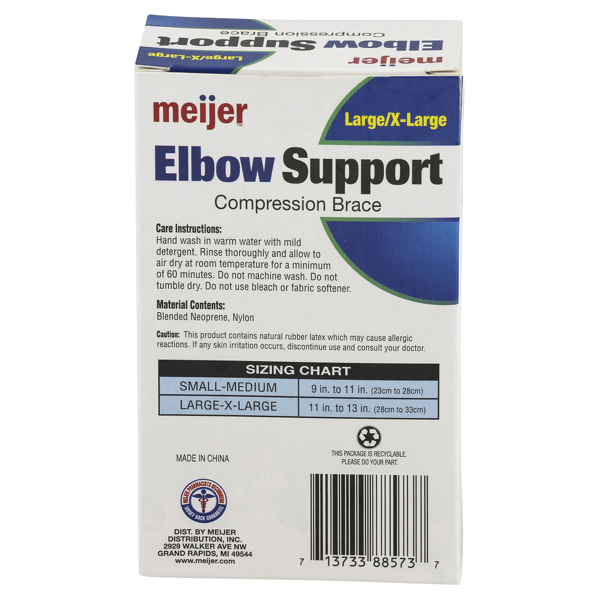 slide 3 of 3, Meijer Elbow Support Brace Large/ X-Large, 1 ct