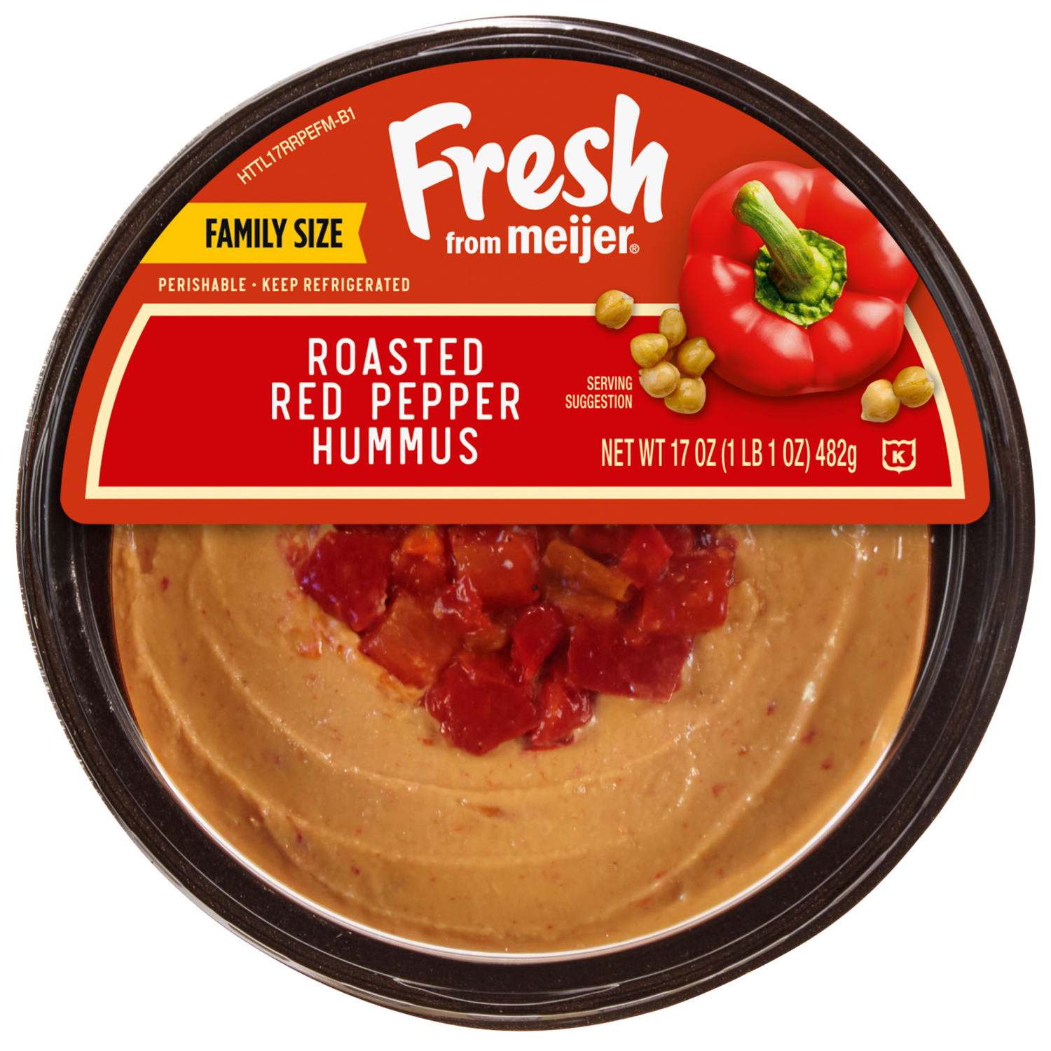 slide 1 of 3, Fresh from Meijer Roasted Red Pepper Hummus, 17 oz