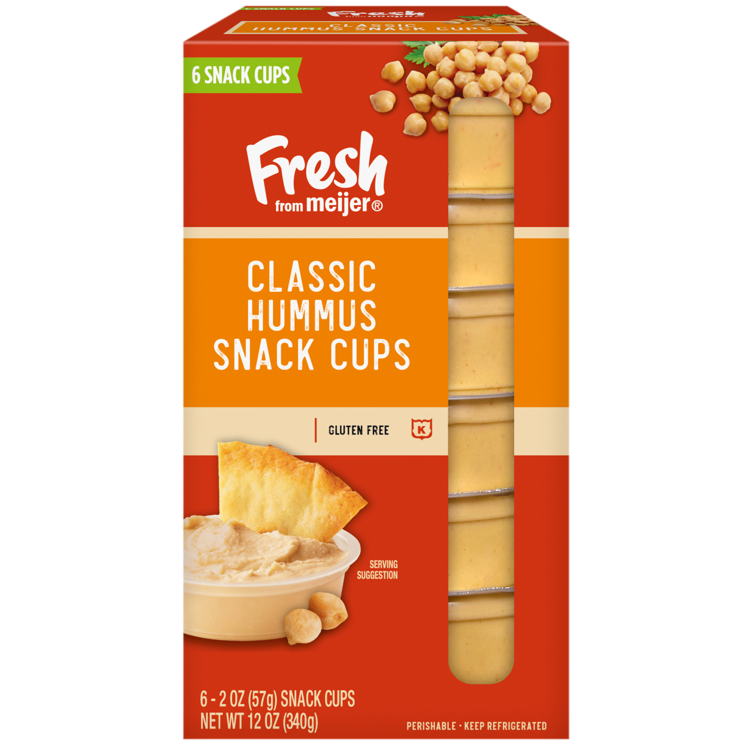 slide 1 of 8, Fresh from Meijer Original Hummus Snack Cups, 6 Snack Cups, 6 ct; 2 oz