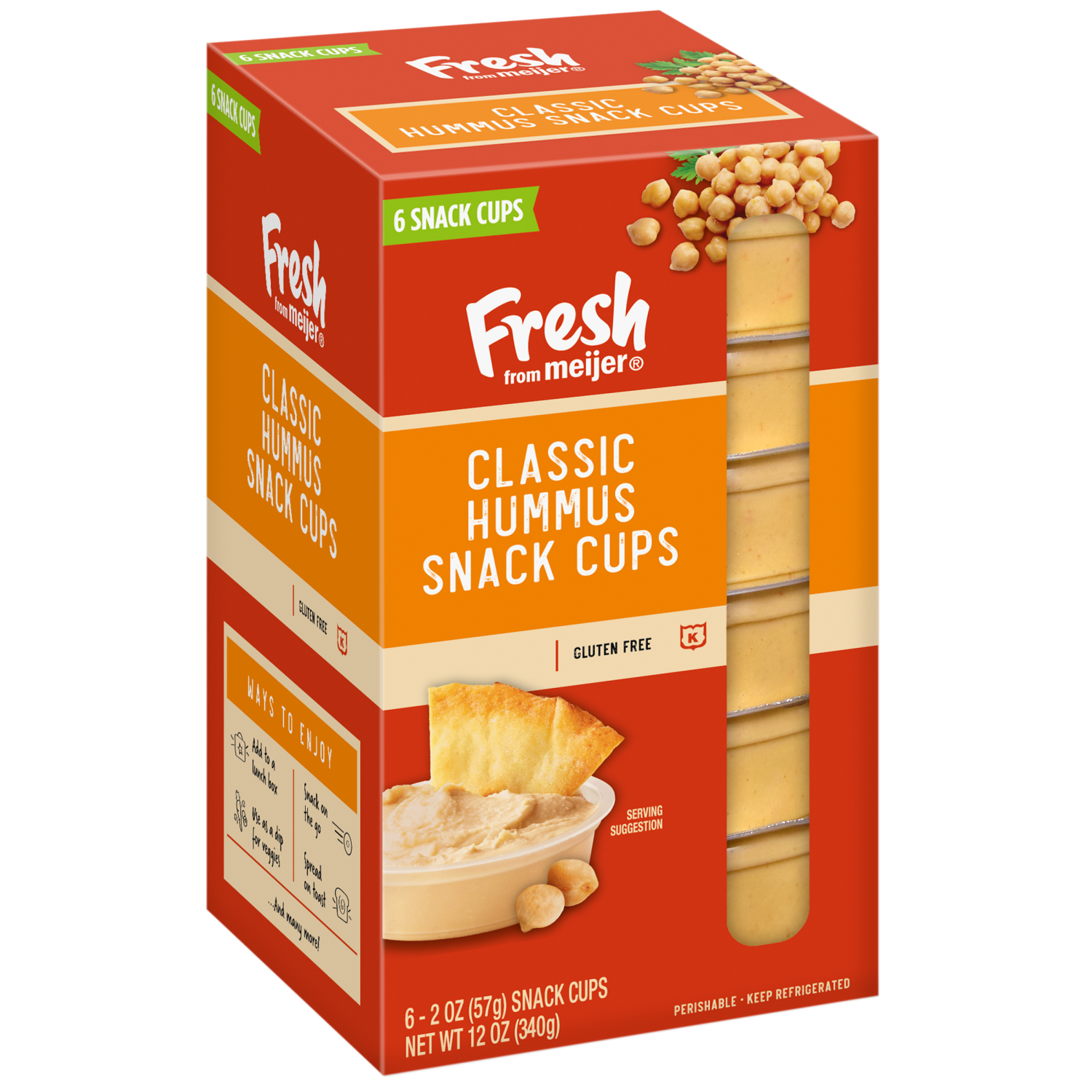 slide 6 of 8, Fresh from Meijer Original Hummus Snack Cups, 6 Snack Cups, 6 ct; 2 oz
