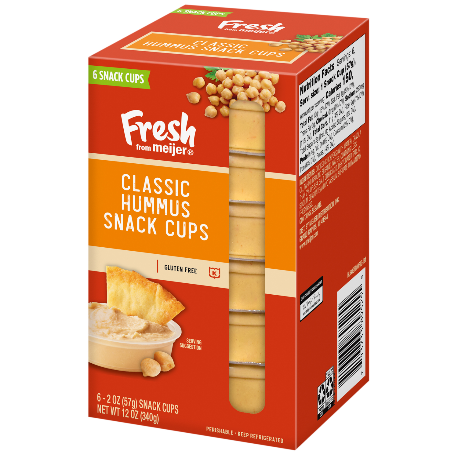 slide 7 of 8, Fresh from Meijer Original Hummus Snack Cups, 6 Snack Cups, 6 ct; 2 oz