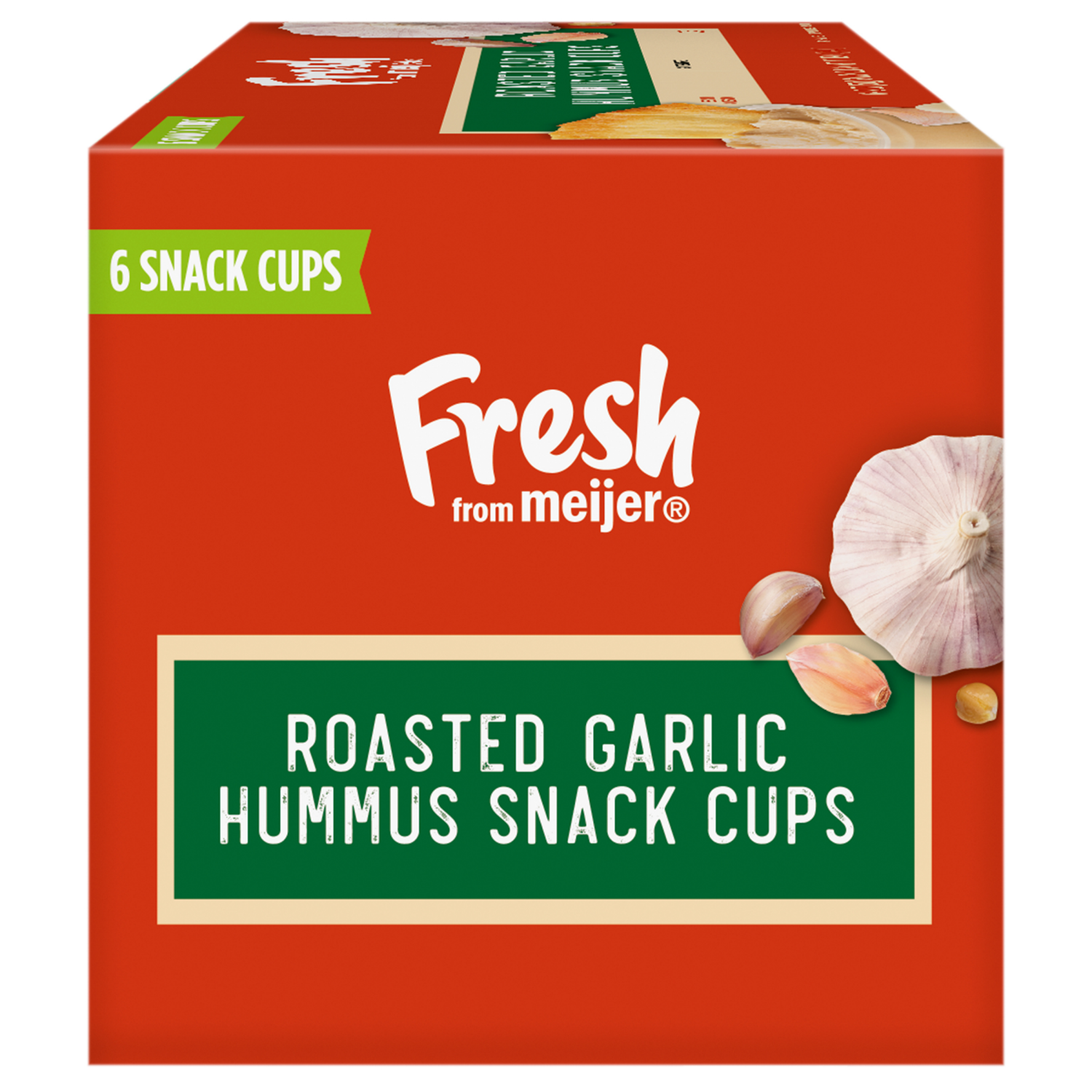slide 8 of 8, Fresh from Meijer Roasted Garlic Hummus Snack Cups, 6 Snack Cups, 6 ct; 2 oz