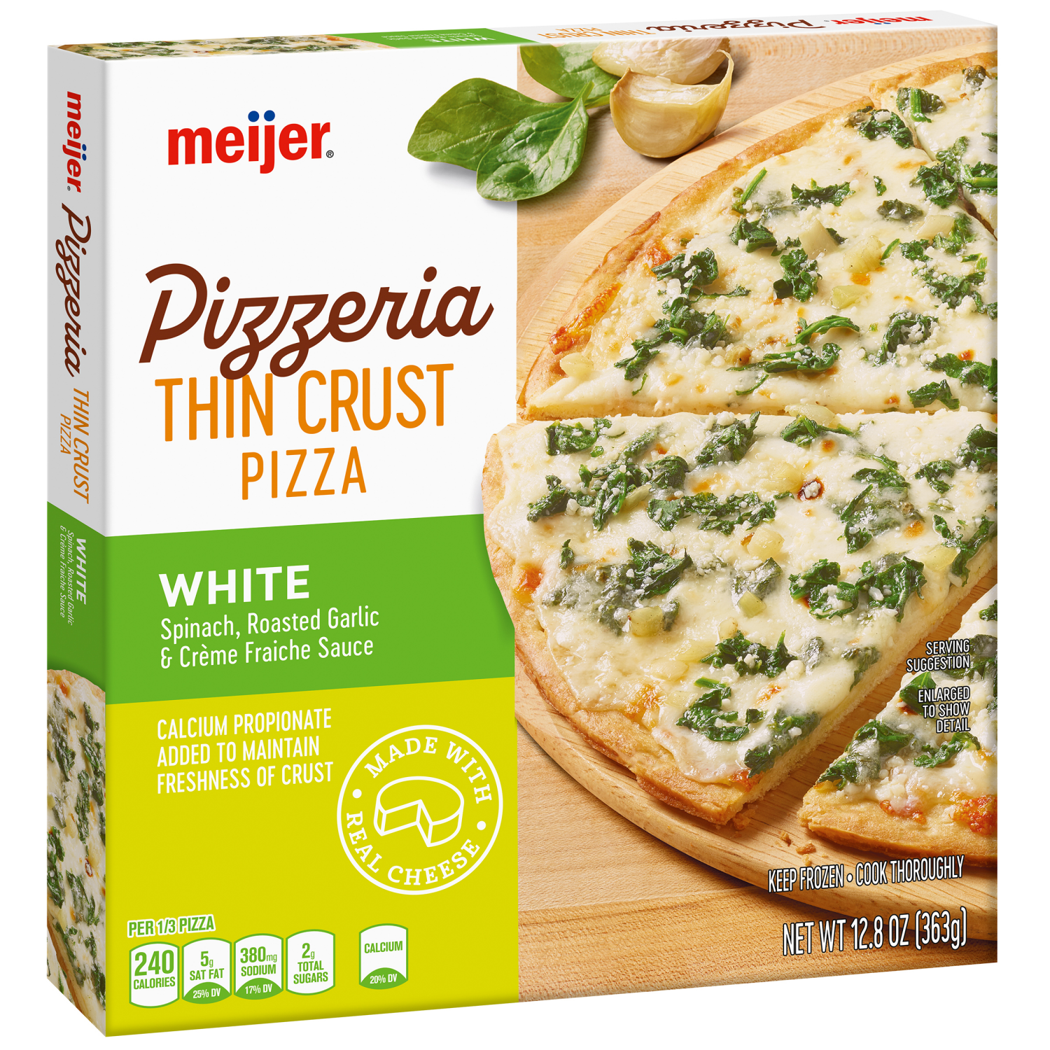 slide 4 of 5, Meijer Pizzeria Thin Crust White Pizza, 12.8 oz, 12.8 oz