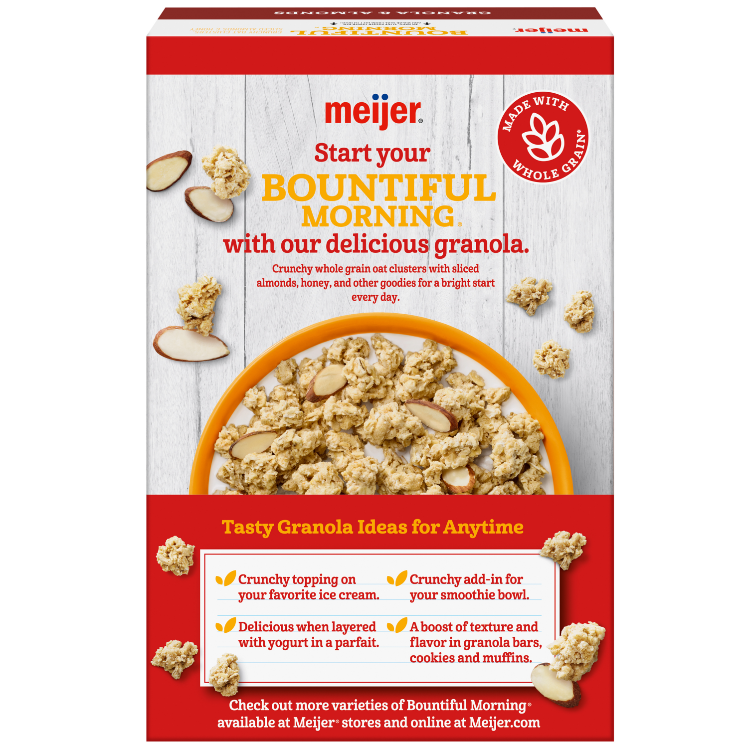 slide 2 of 8, Meijer Bountiful Morning Granola with Almonds - 18 oz, 18 oz