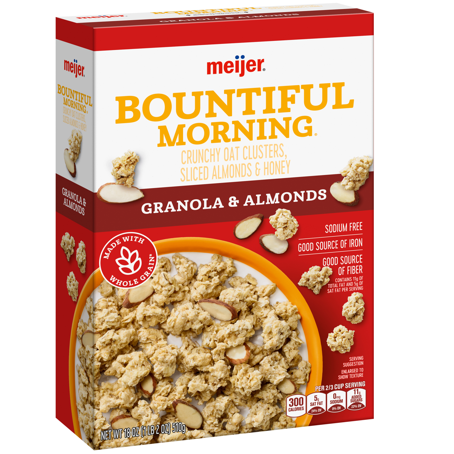 slide 6 of 8, Meijer Bountiful Morning Granola with Almonds - 18 oz, 18 oz