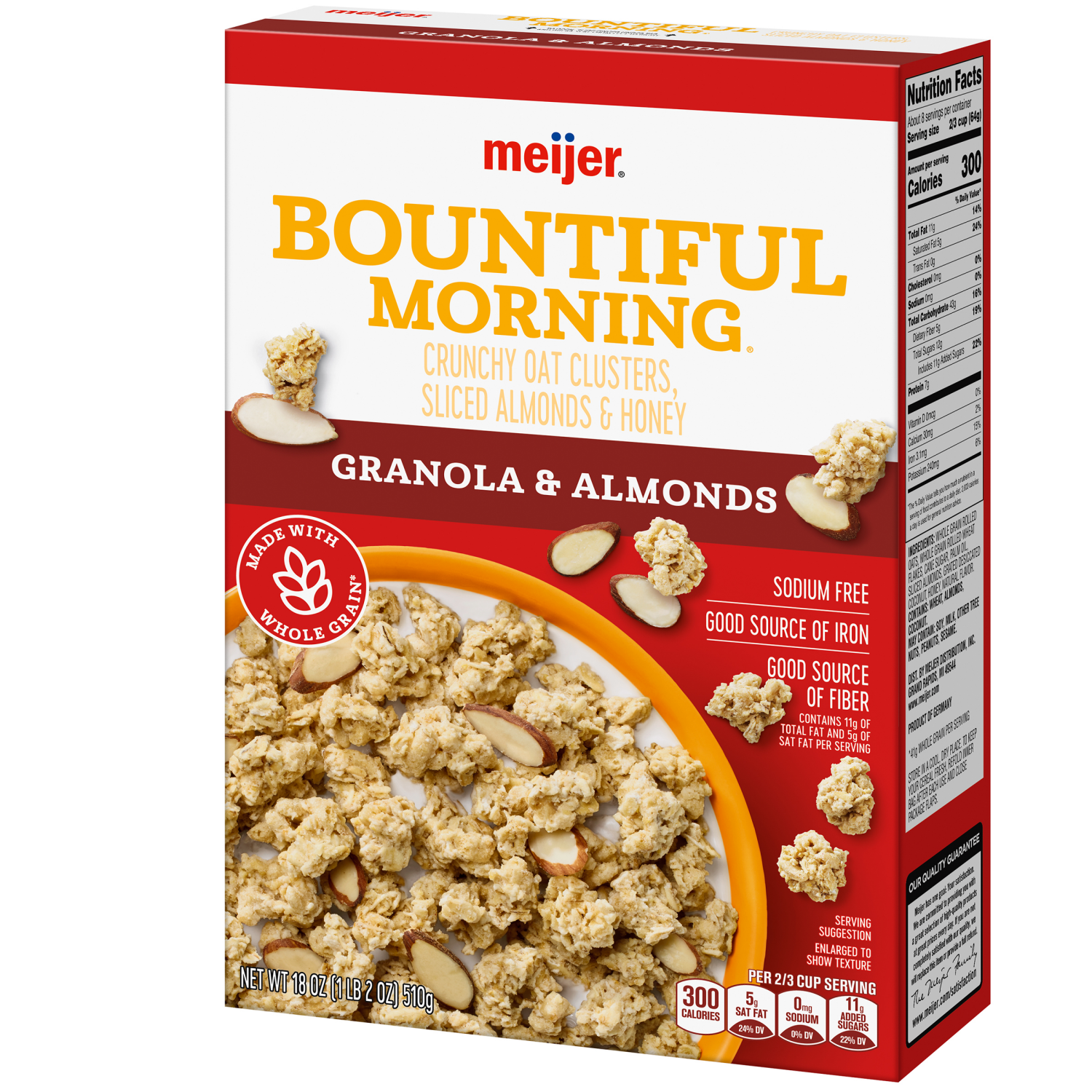 slide 7 of 8, Meijer Bountiful Morning Granola with Almonds - 18 oz, 18 oz